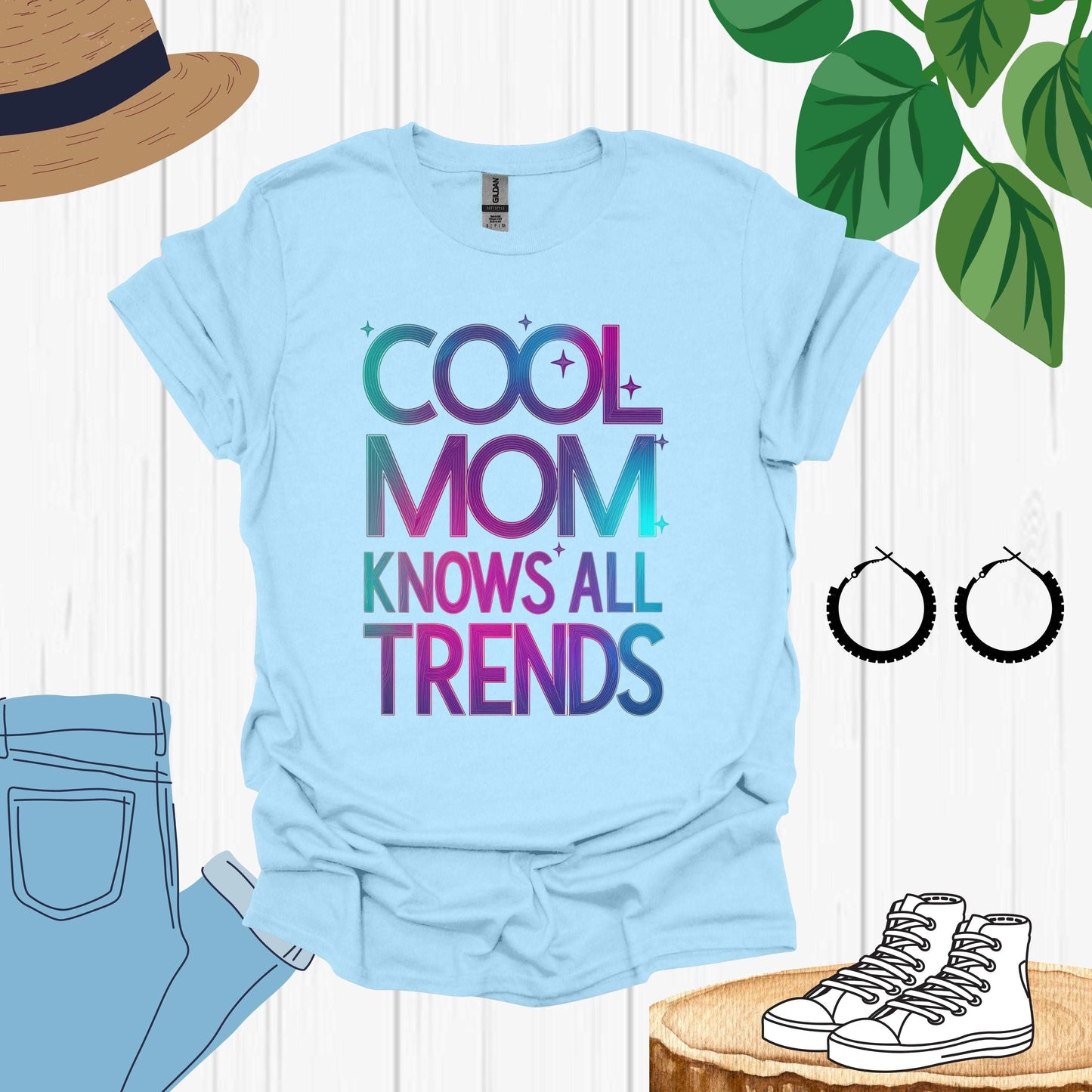 Cool Mom light blue Shirt, Laid-Back and Fun Mom