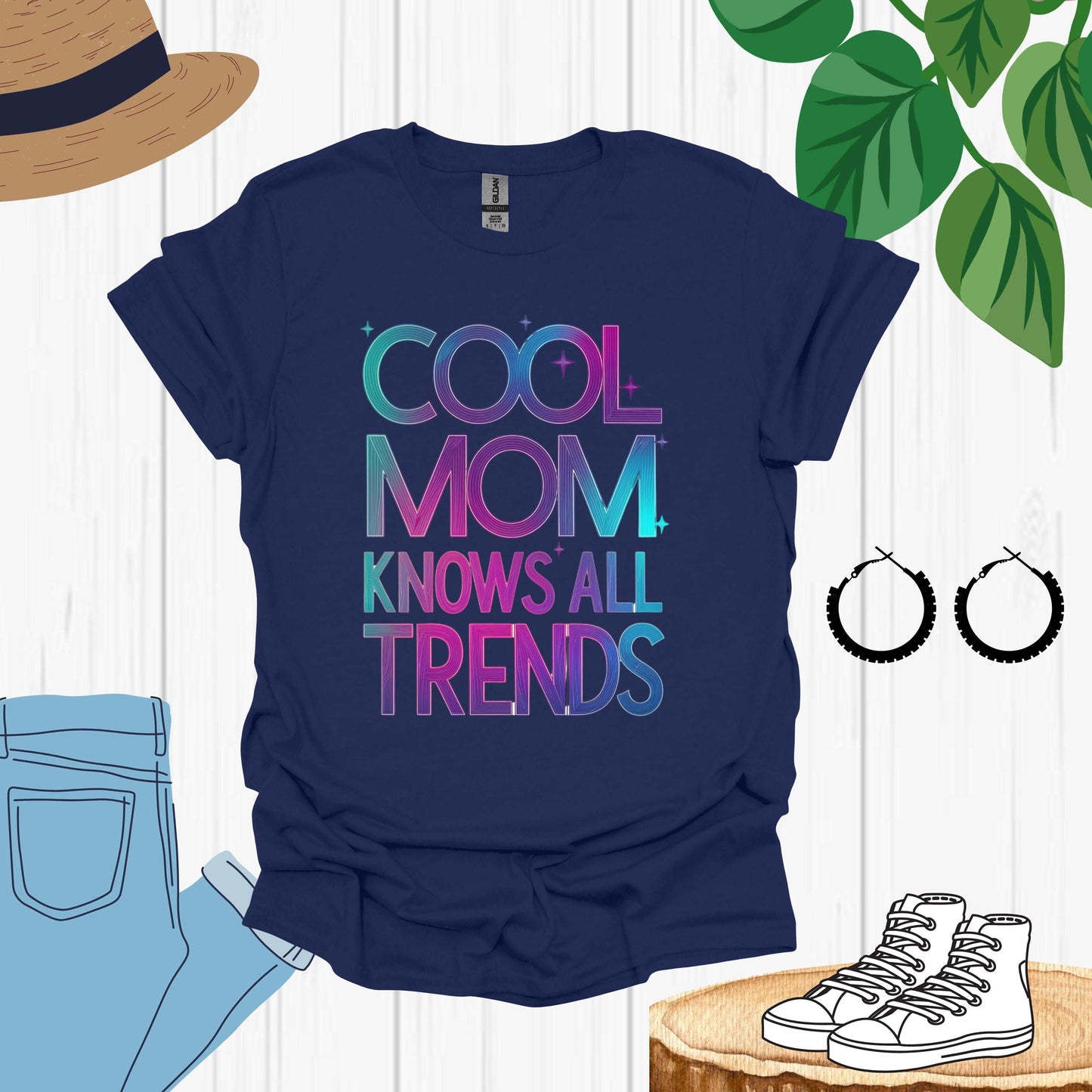 Cool Mom navy Shirt, Laid-Back and Fun Mom