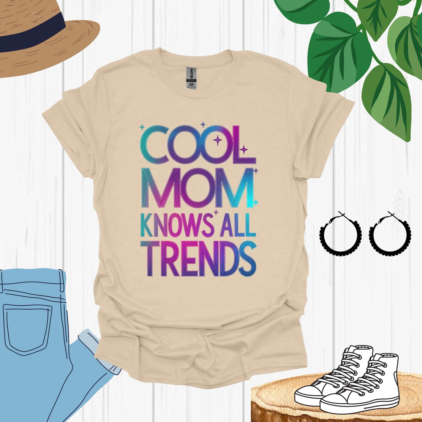 Cool Mom sand Shirt, Laid-Back and Fun Mom