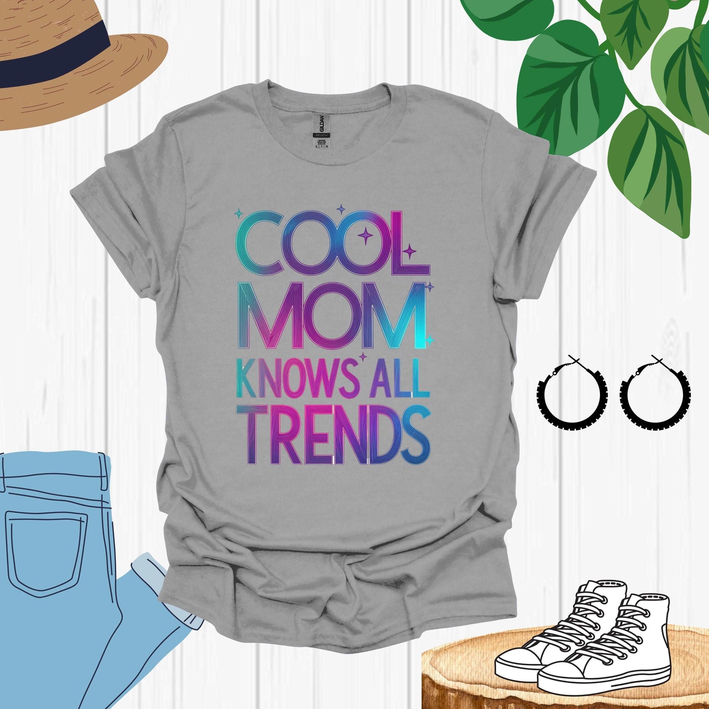 Cool Mom sport grey Shirt, Laid-Back and Fun Mom