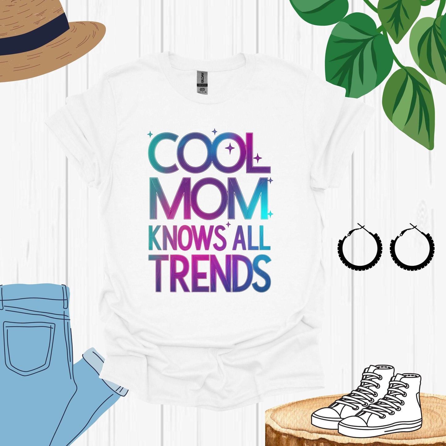 Cool Mom white Shirt, Laid-Back and Fun Mom