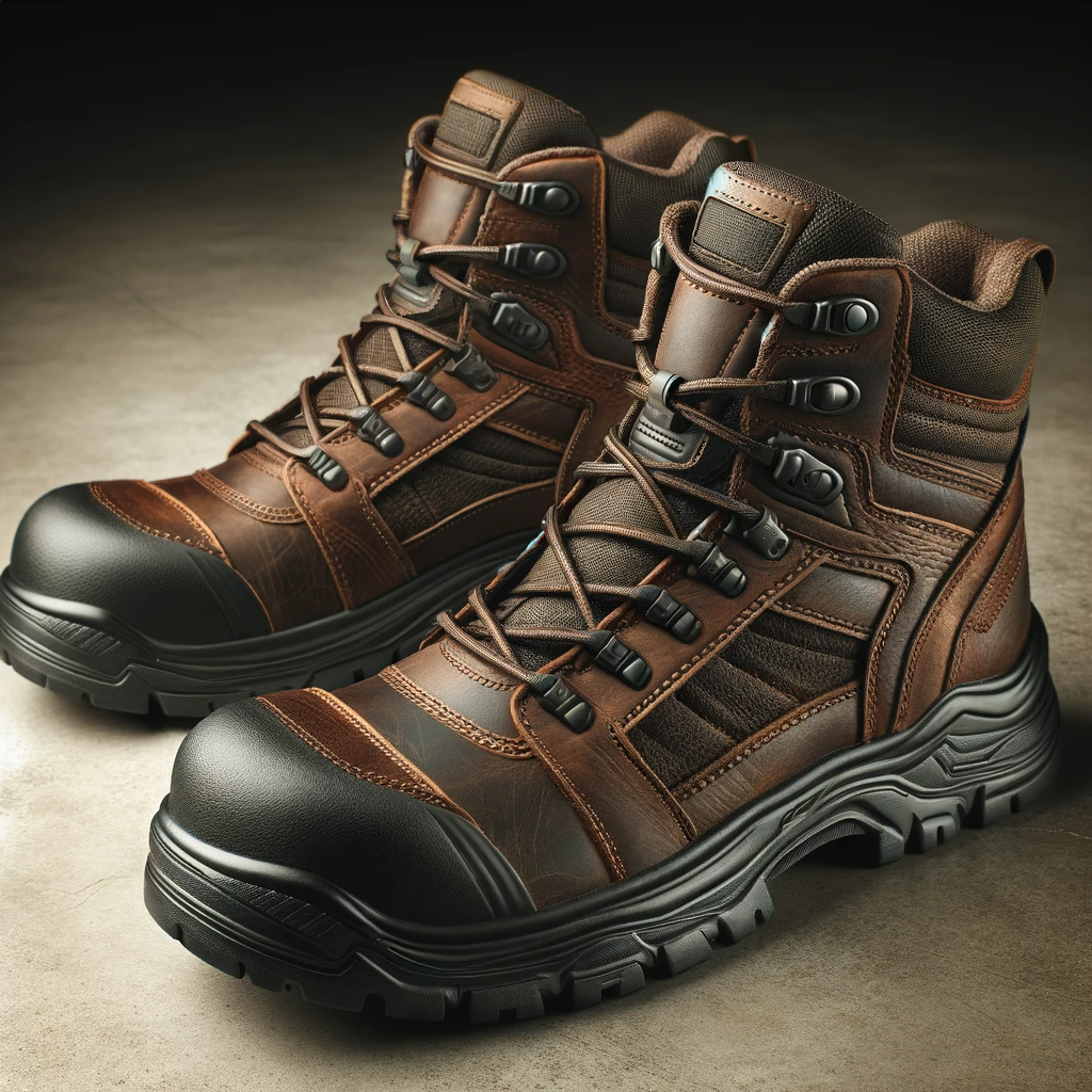 DALL E 2023 12 05 20.36.46   A Pair Of Durable Composite Toe Work Boots Designed For Safety And Comfort In Tough Work Environments. These Boots Feature A Robust Design With A Com ?v=1701808621&width=1100