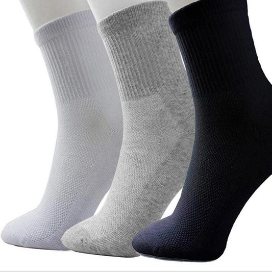 3 Pairs Solid White Grey Black Color Female Casual Breathable Sock - Maves Apparel