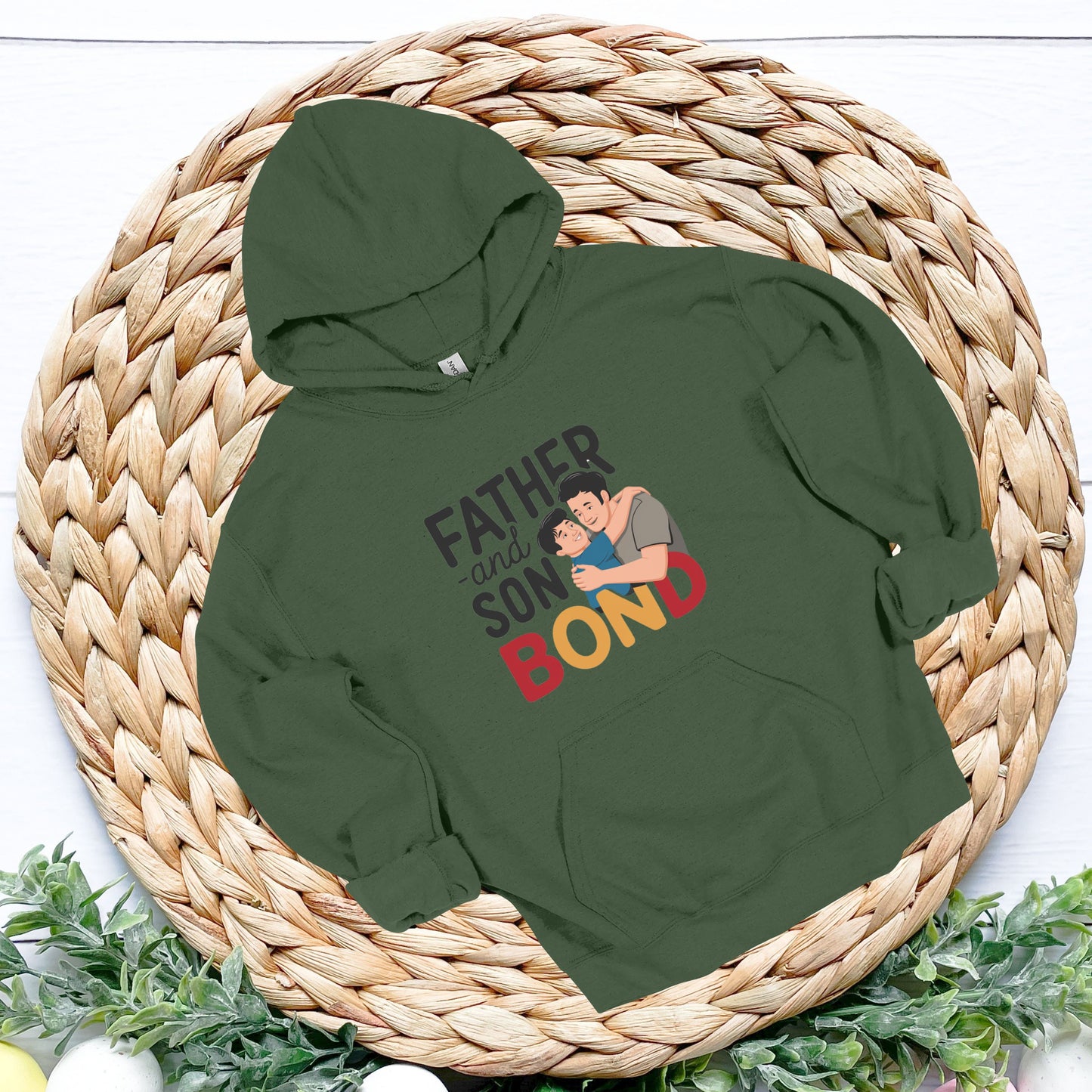 Son and Dad Military Green Hoodie