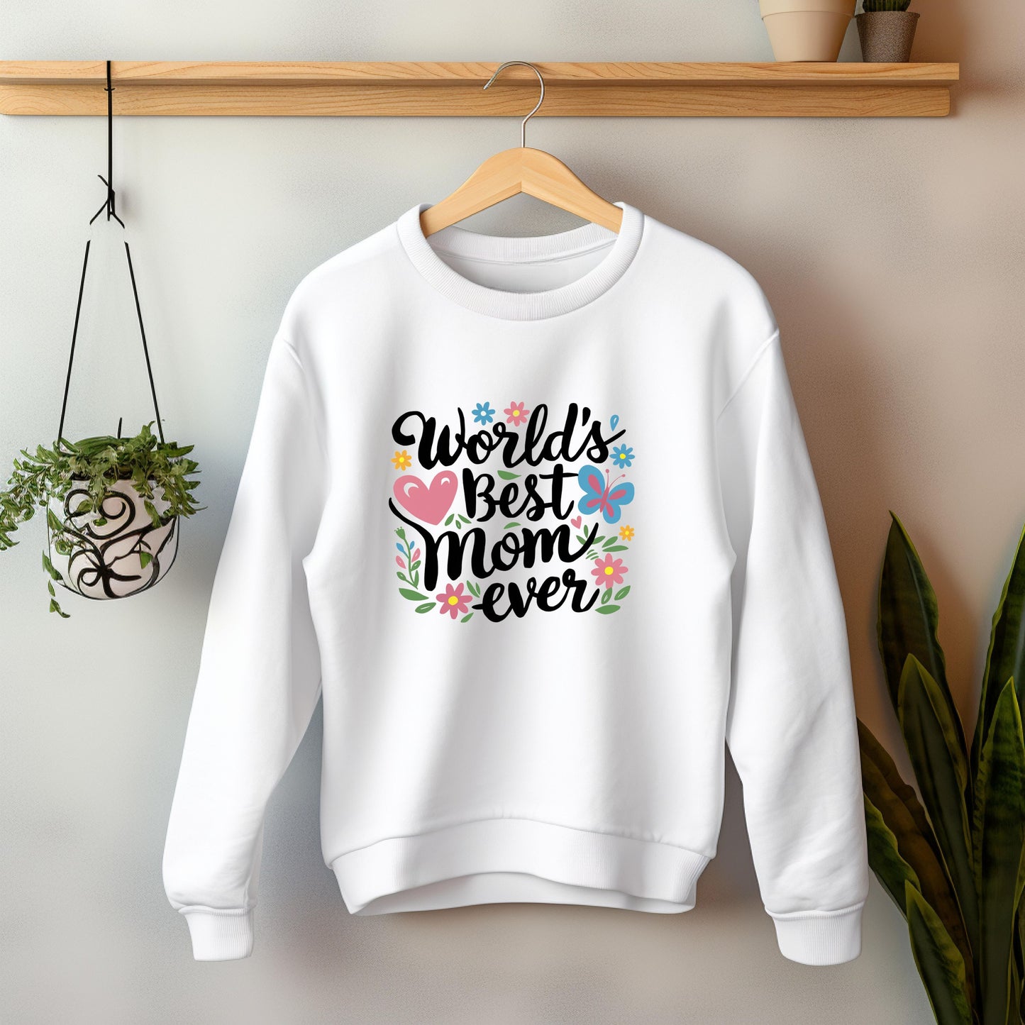 World Best Mom White Sweatshirt