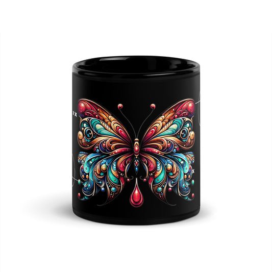 Black Glossy Butterfly Mug