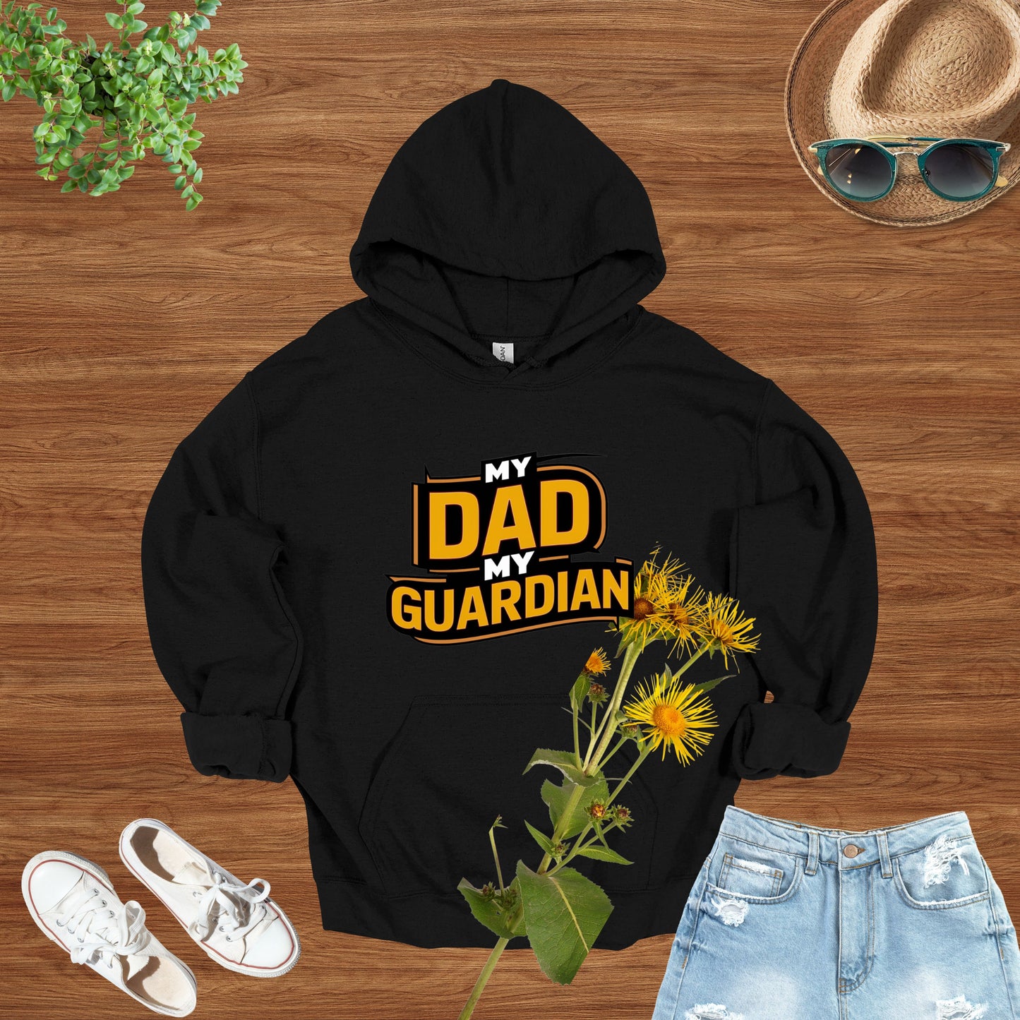 My Dad My Guardian Black Hoodie