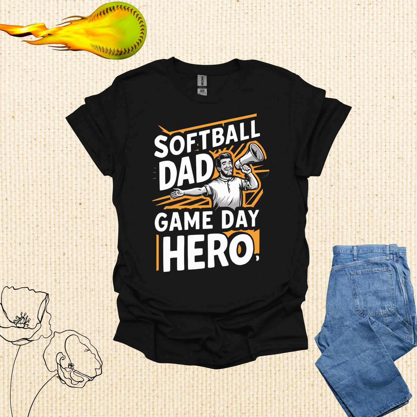 Softball Dad Black Shirt - Game Day Hero
