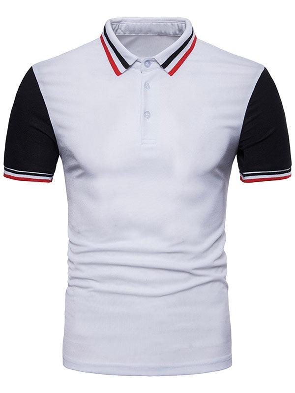 Contrast Color Striped Short Sleeve Polo T-Shirt - Maves Apparel