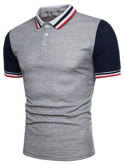 Contrast Color Striped Short Sleeve Polo T-Shirt - Maves Apparel