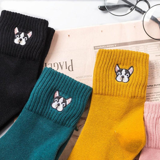 Cotton Sock Harajuku Cartoon Dog Embroidery Cute Socks - Maves Apparel
