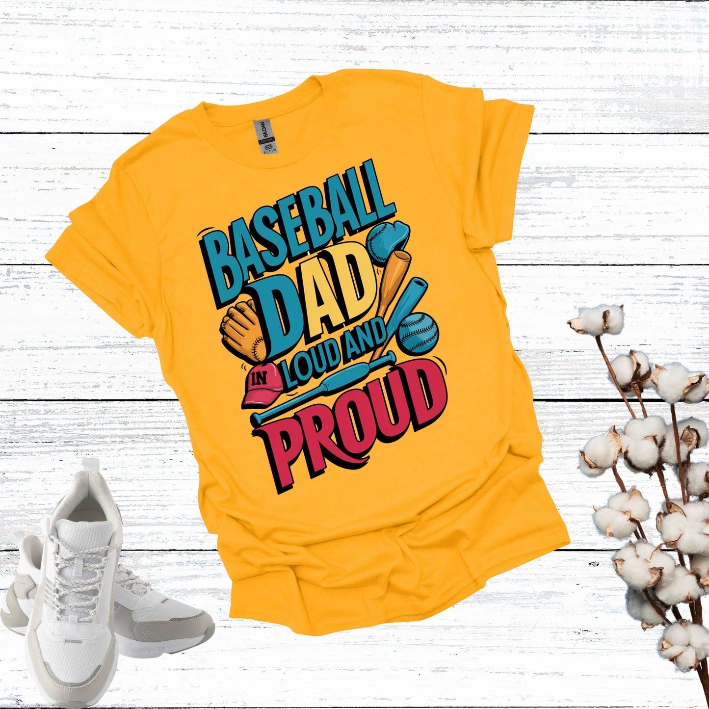 Baseball Dad Gold Shirt - Fathers are Loud and Proud