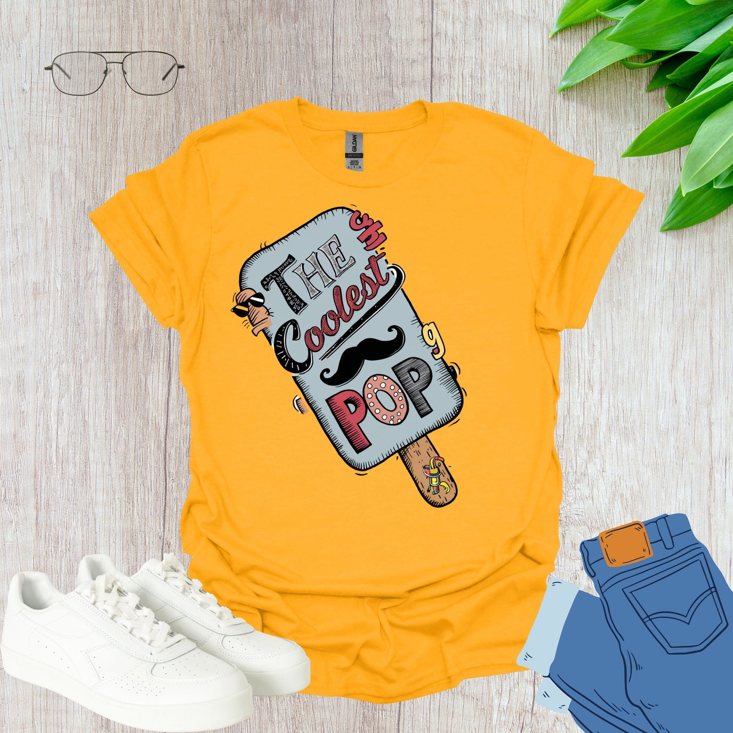 The Coolest Pop gold Funny Dad Shirt