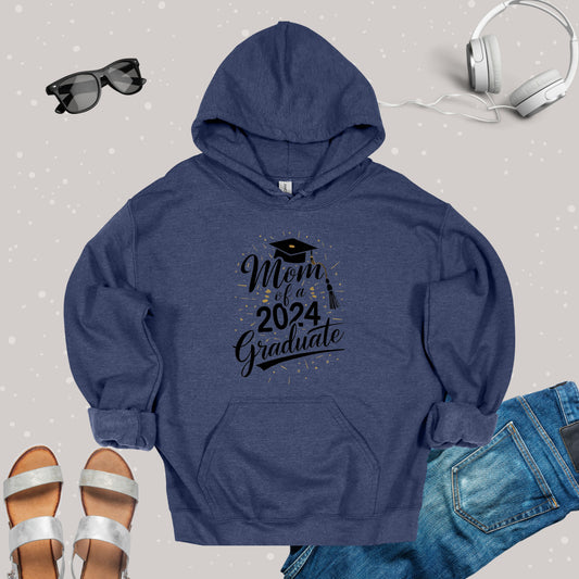 Mom of a 2024 Graduate Heather Navy Hoodie