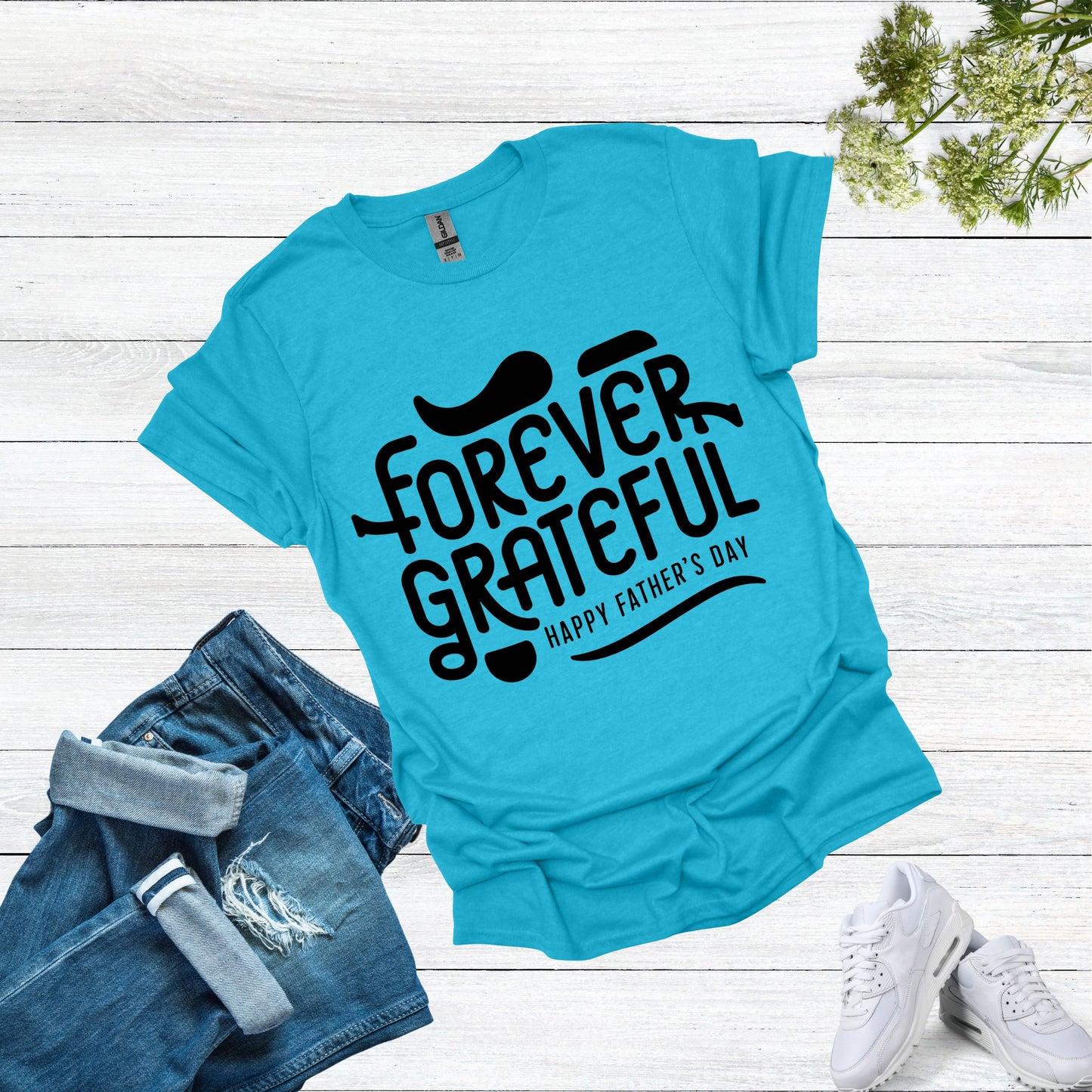Grateful Dad Heather Galapagos Blue Shirt | Father Day Shirt