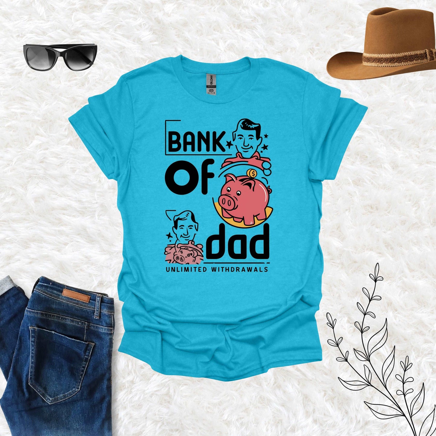 Bank of Dad Heather GalaPagos Blue Shirt - Unlimited Withdrawal from My Father