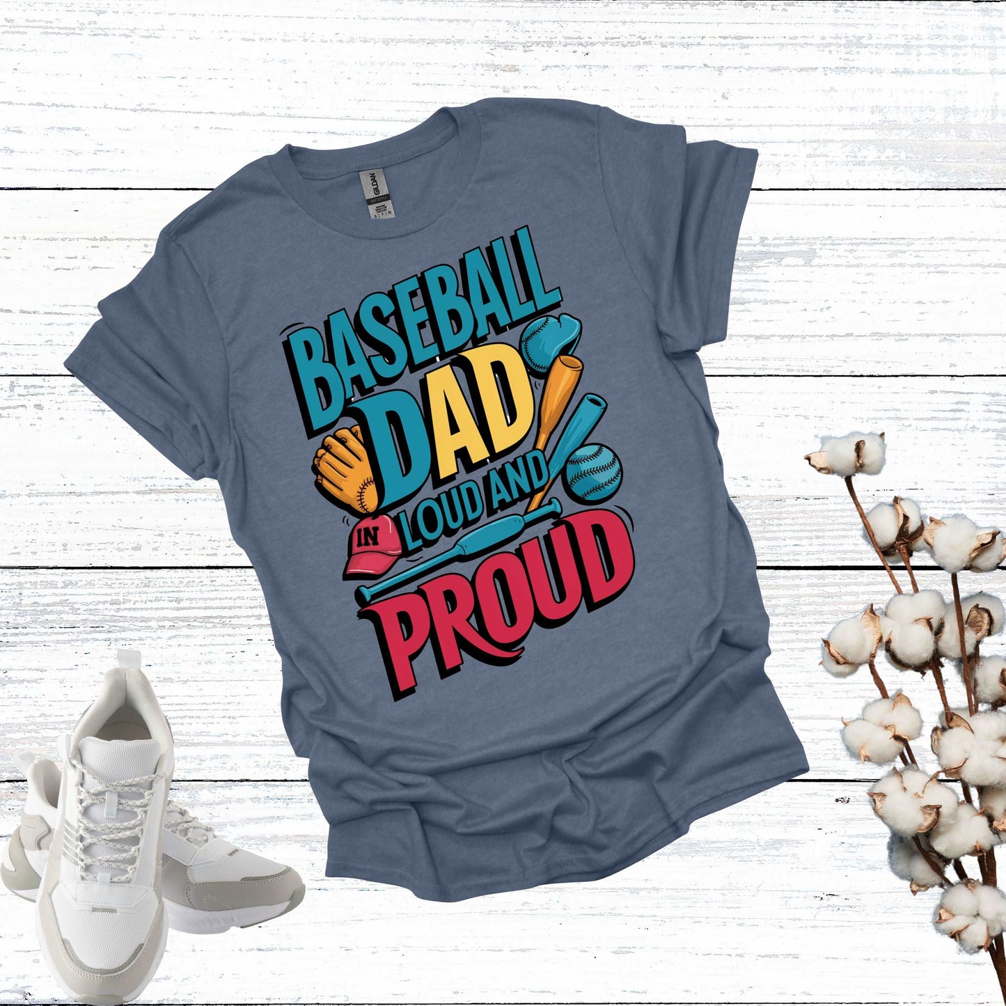 Baseball Dad Heather Indigo Shirt - Fathers are Loud and Proud