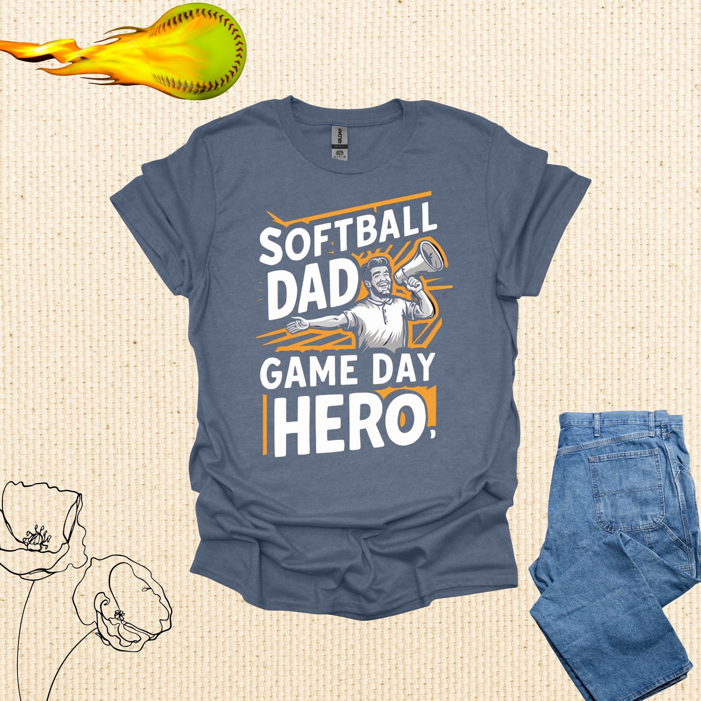 Softball Dad Heather Indigo Shirt - Game Day Hero