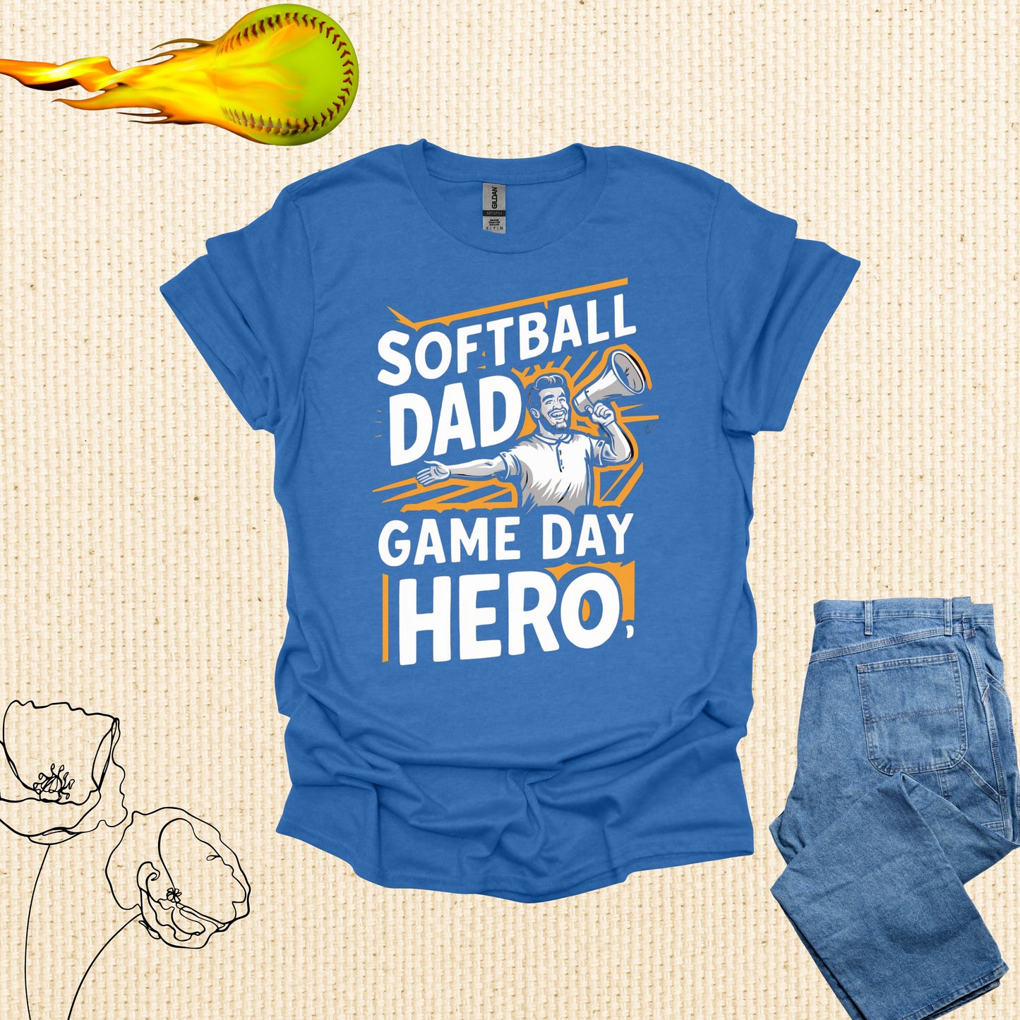 Softball Dad Heather Royal Shirt - Game Day Hero
