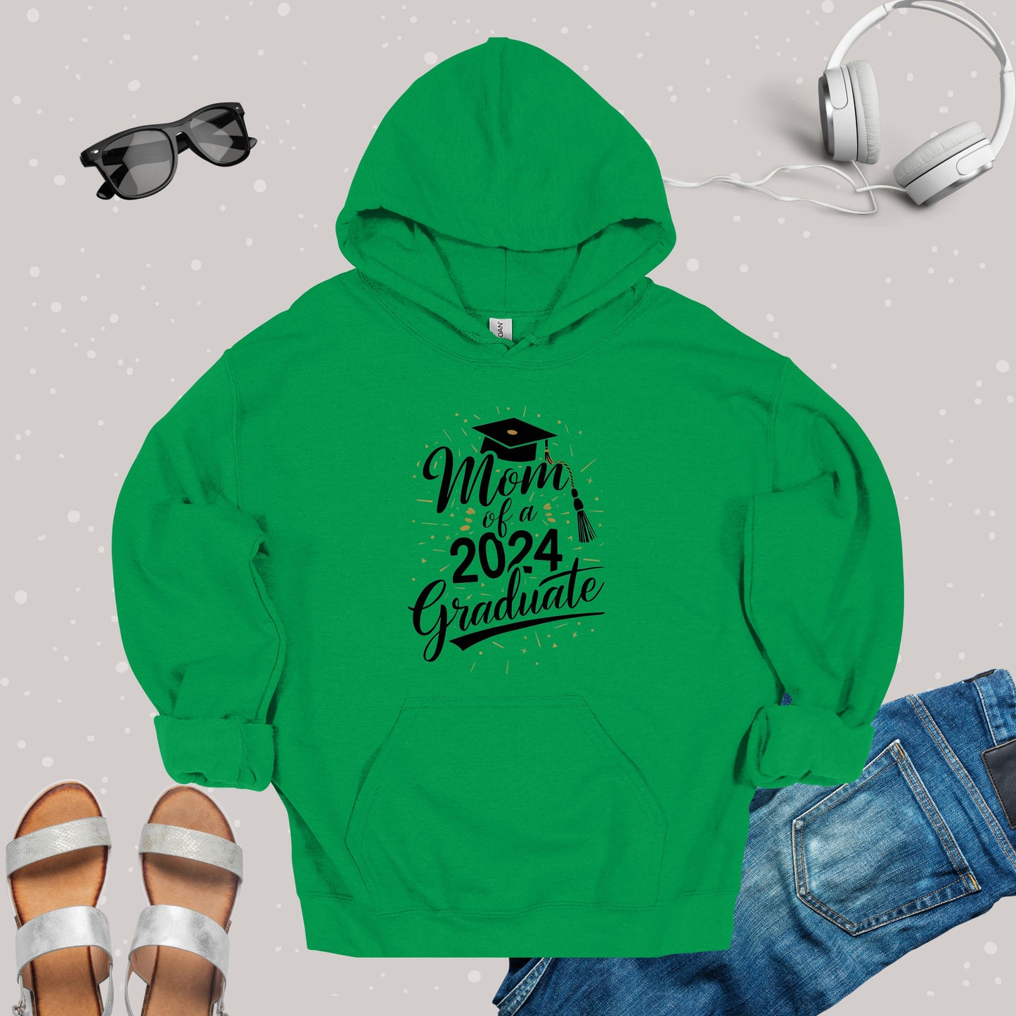 Mom of a 2024 Graduate Irish Green Hoodie