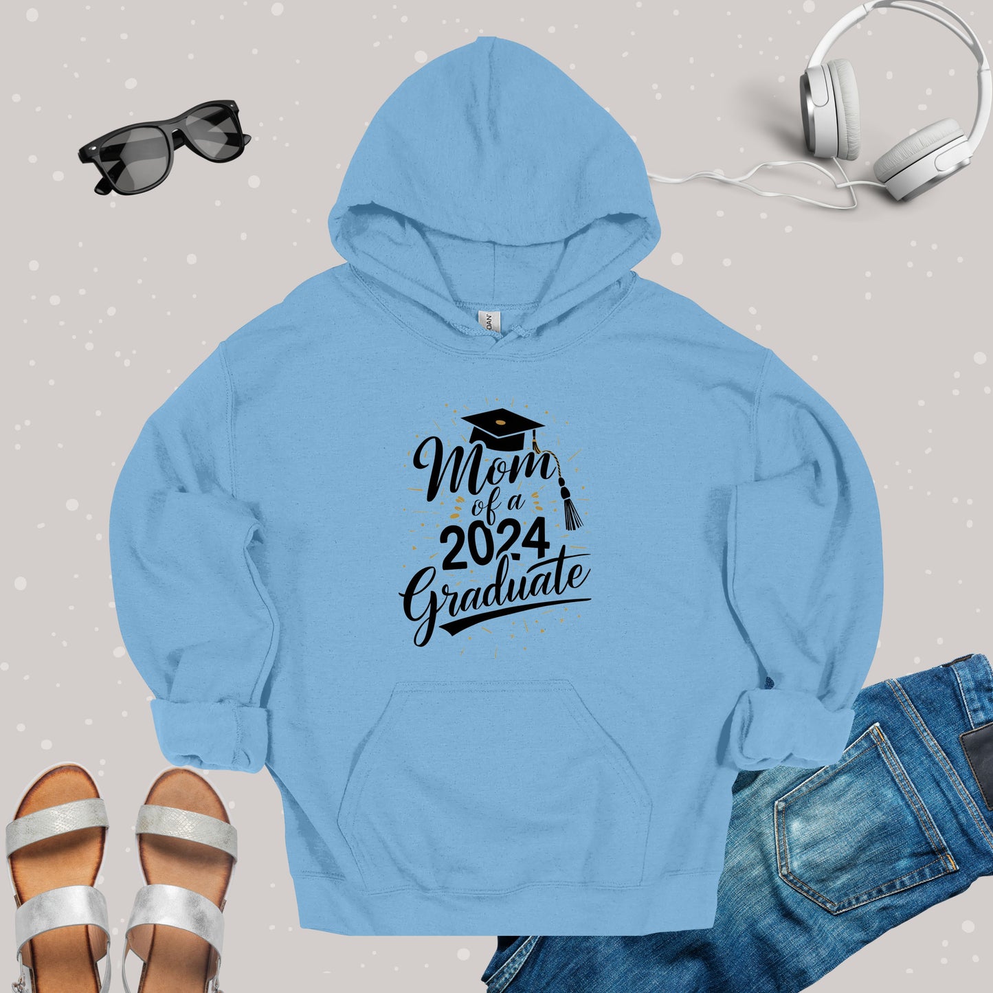 Mom of a 2024 Graduate Light Blue Hoodie