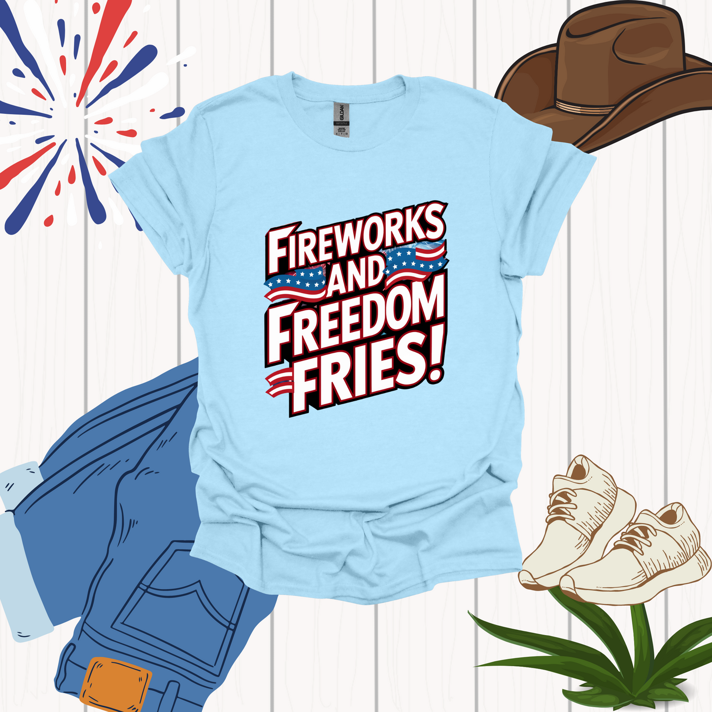 Light Blue Funny 4th of July Shirt