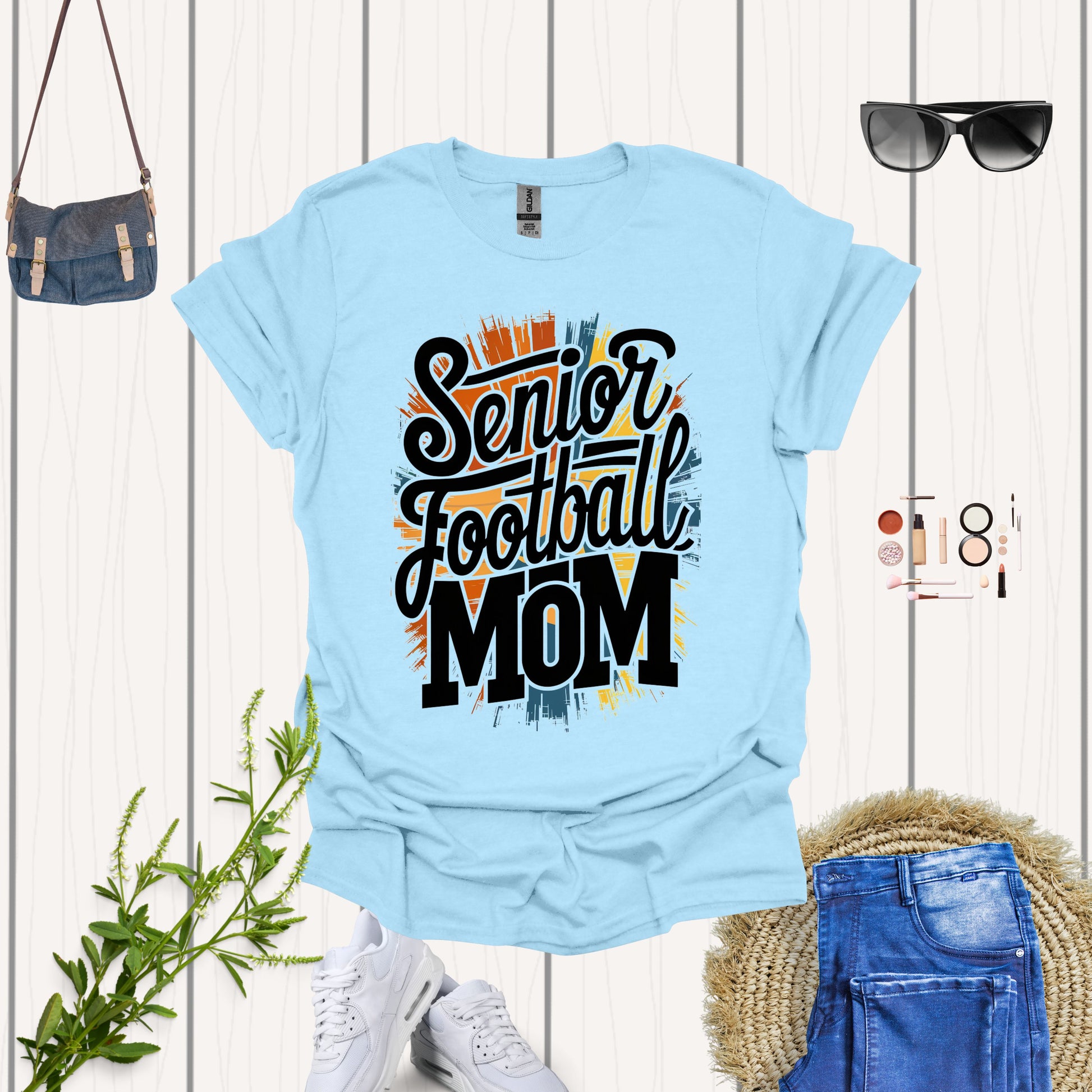 Senior Football Mom Light Blue Shirt