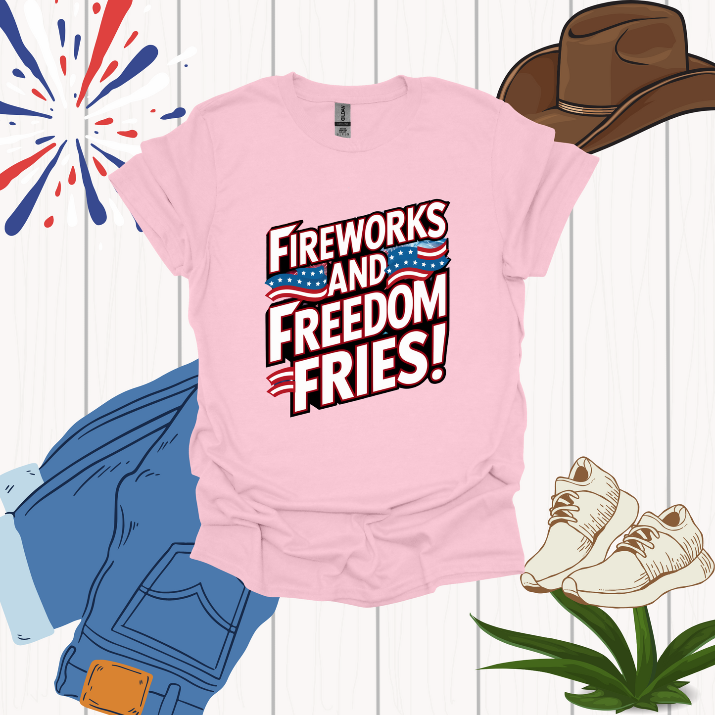 Light Pink Funny 4th of July Shirt