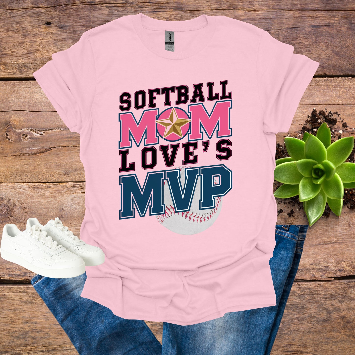 Softball light pink Mom Shirt