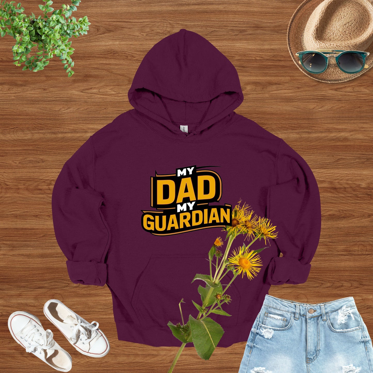 My Dad My Guardian  Maroon Hoodie