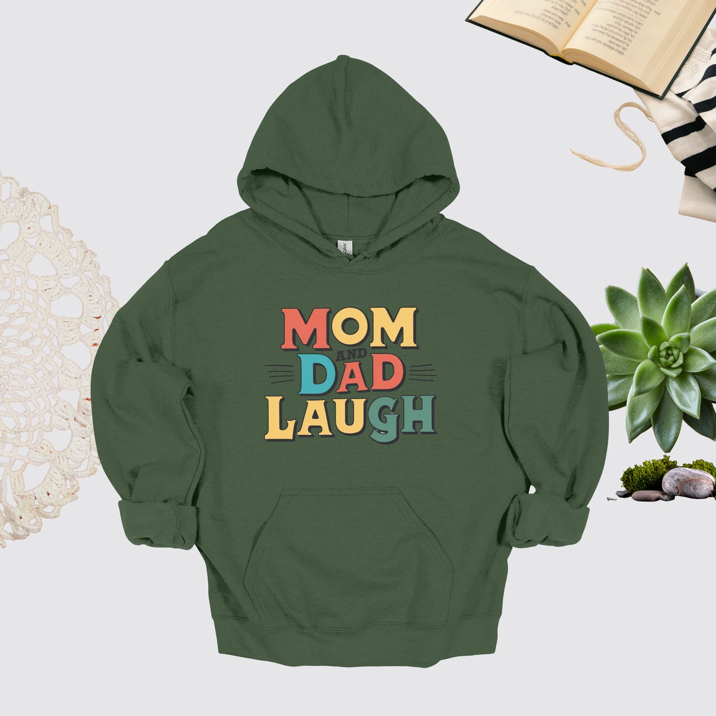 Mom and Dad Military Green Hoodie