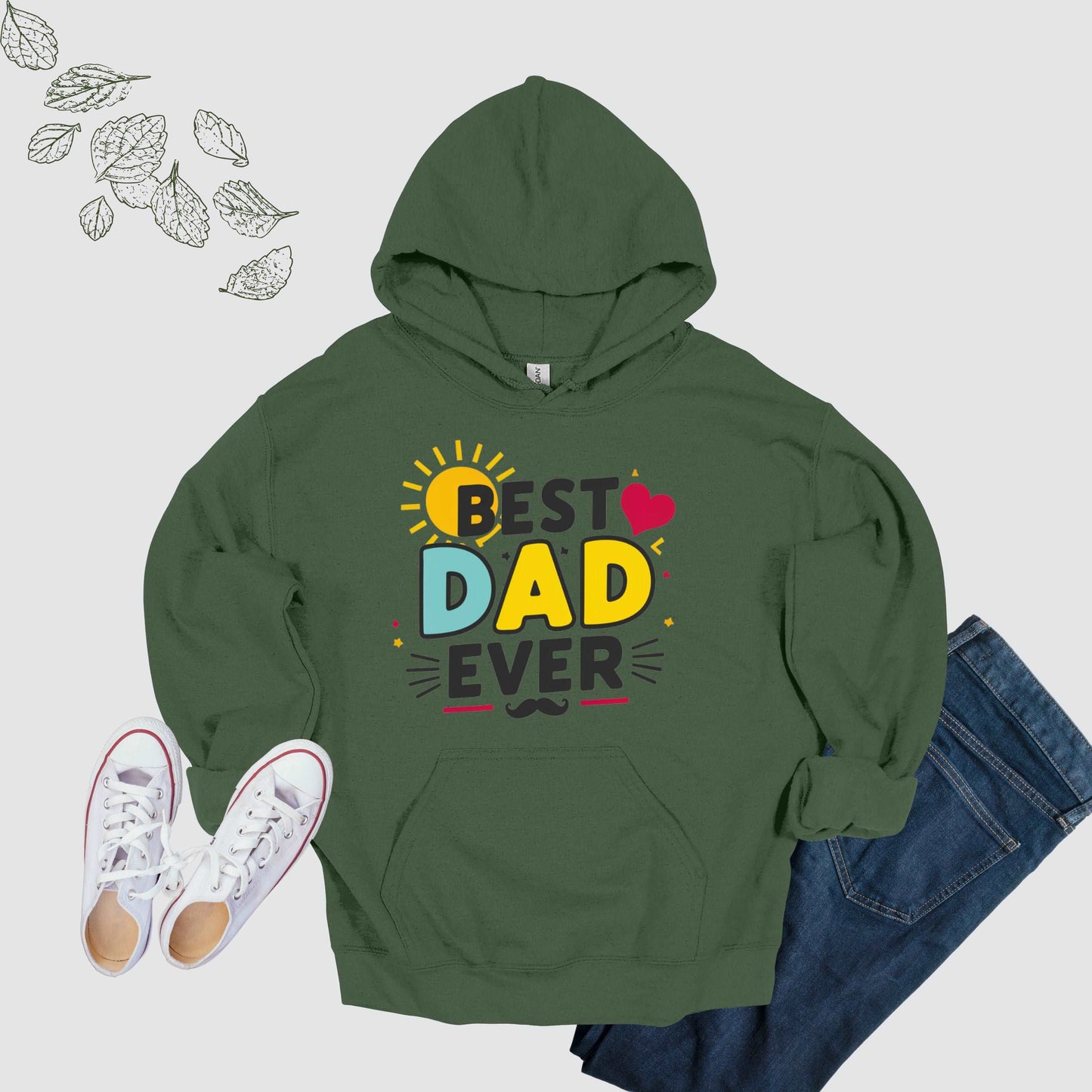 Best Dad Ever Military Green Hoodie