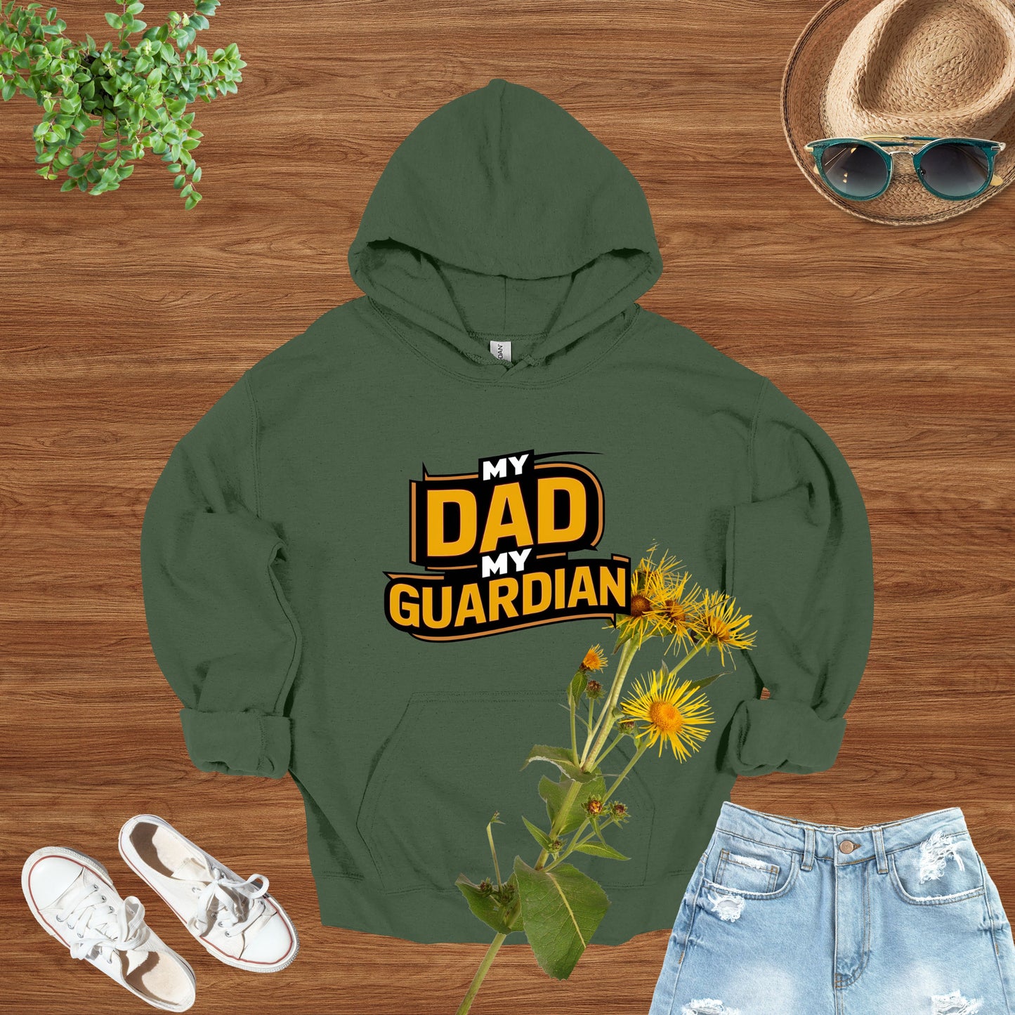 My Dad My Guardian Military Green Hoodie