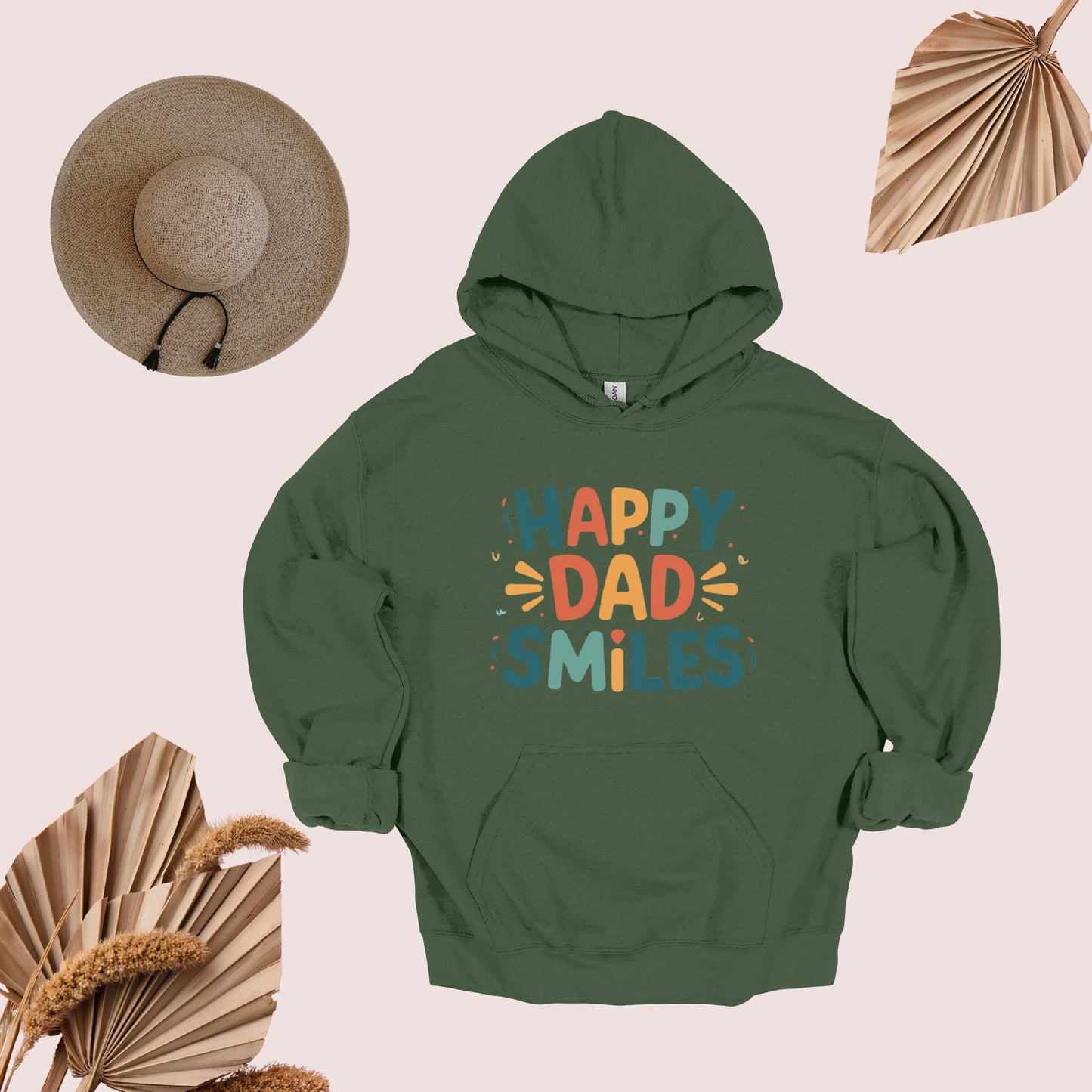 Happy Dad Military Green Hoodie