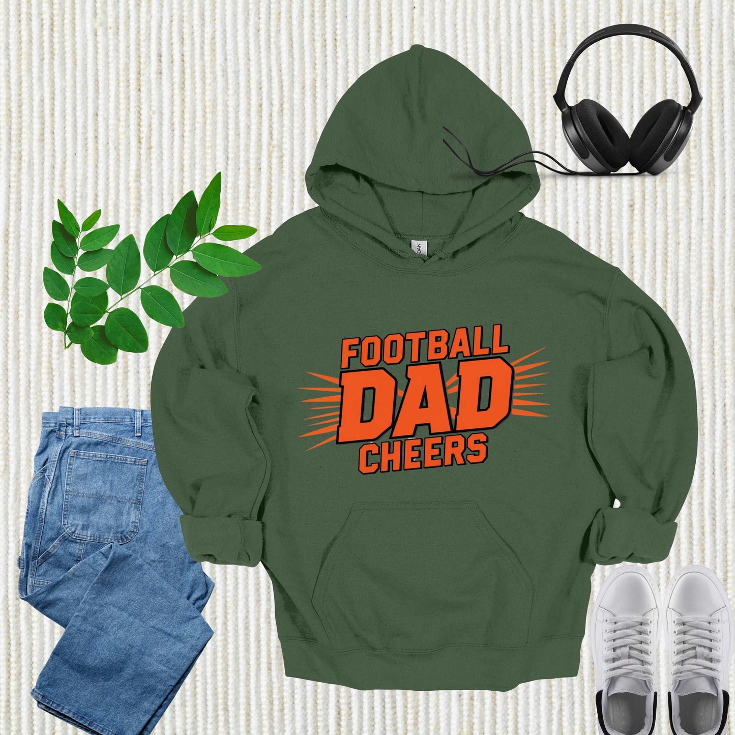Football Dad Military Green Hoodie
