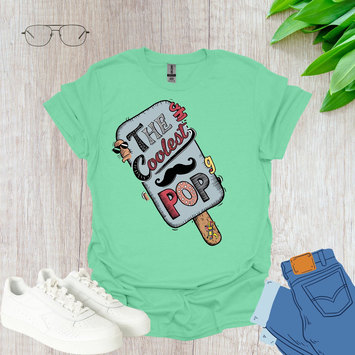 The Coolest Pop mint green Funny Dad Shirt