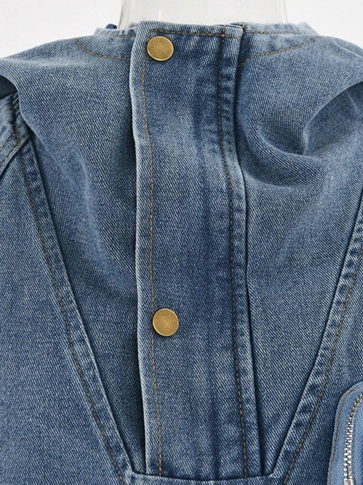 Patchwork Pockets Casual Denim Jackets For Women - Maves Apparel