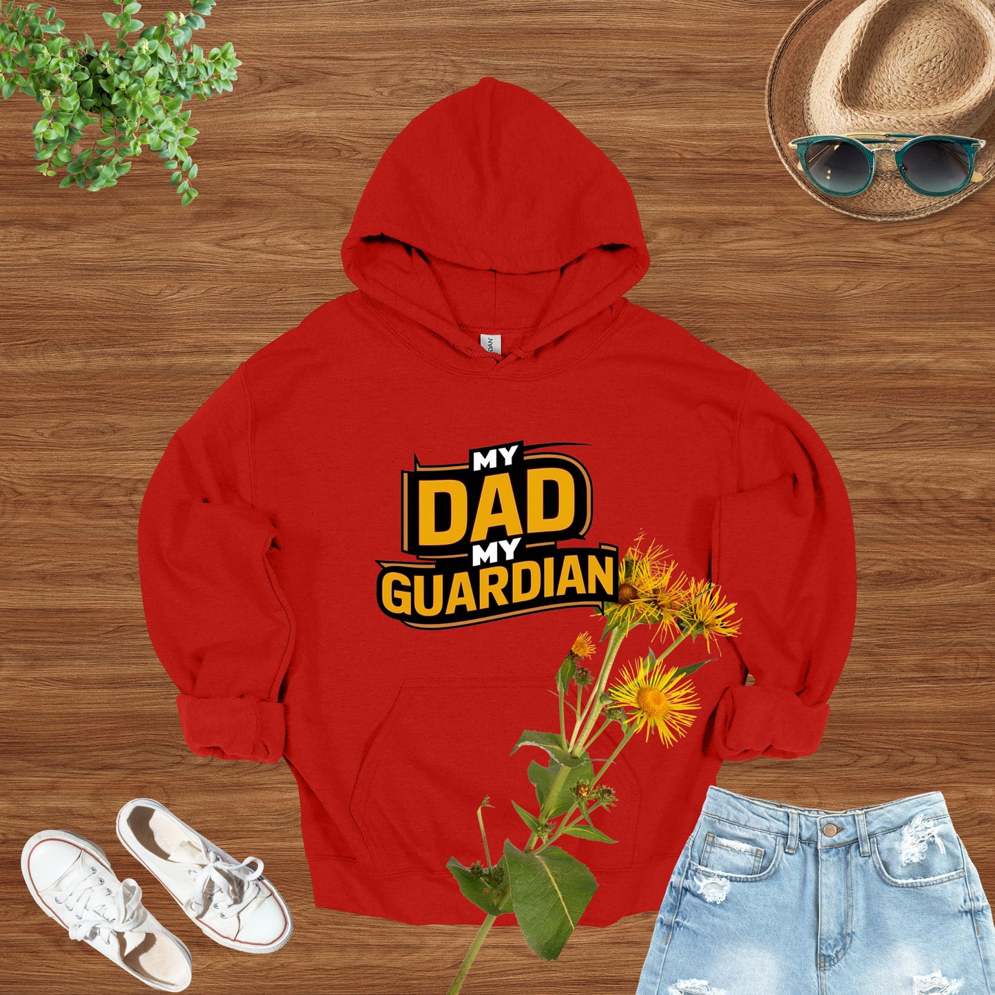 My Dad My Guardian Red Hoodie