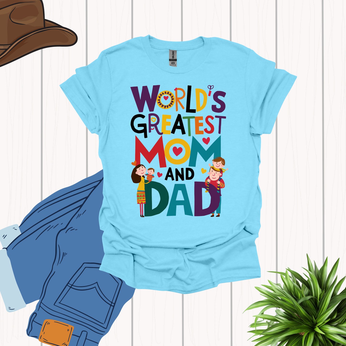 World Greatest Mom and Dad Sky Shirt