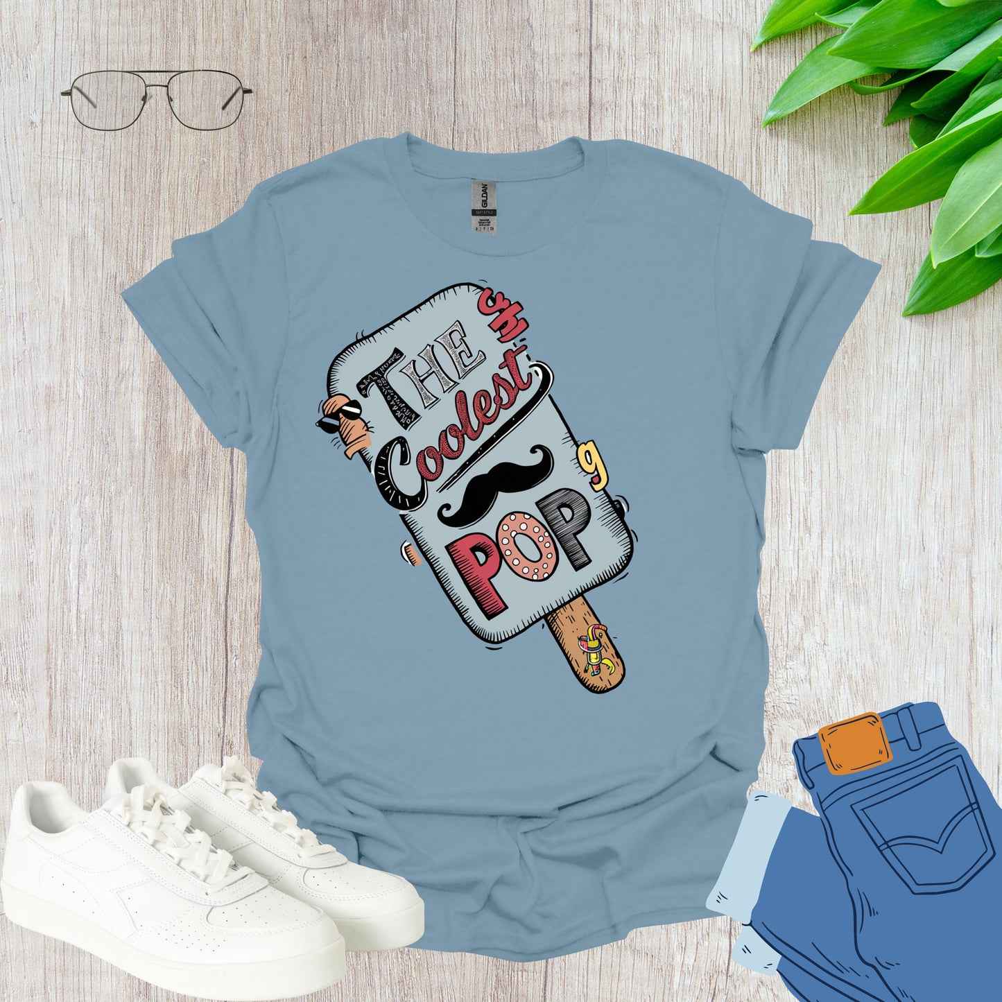 The Coolest Pop Stone Blue Funny Dad Shirt