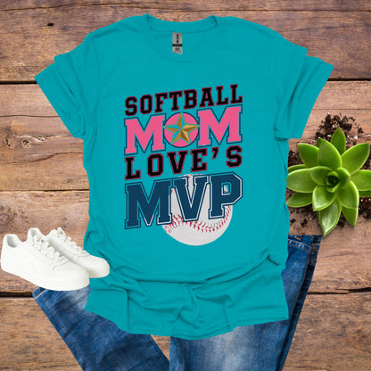 Softball tropical blue Mom Shirt