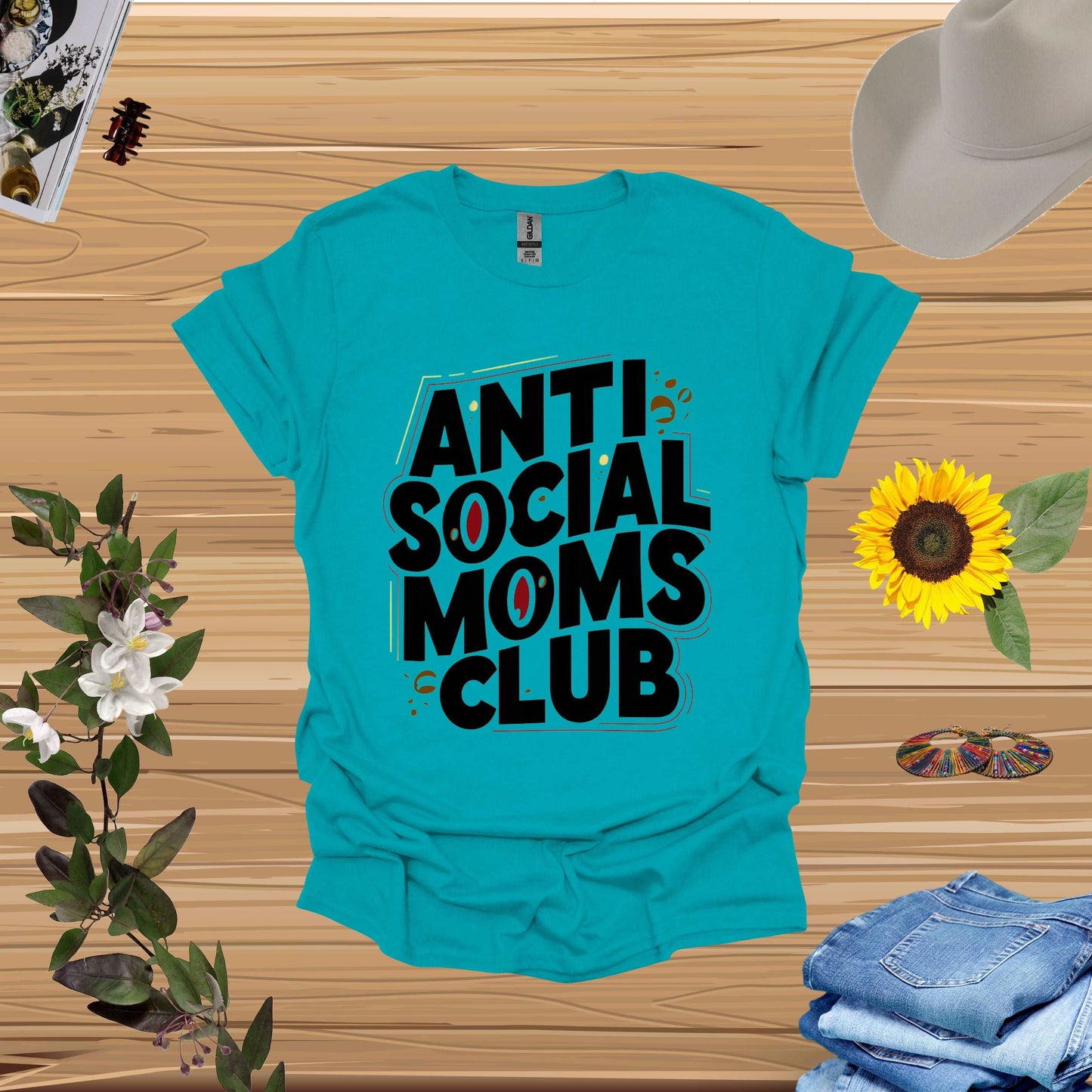 Anti Social Moms Club Tropical Blue Shirt