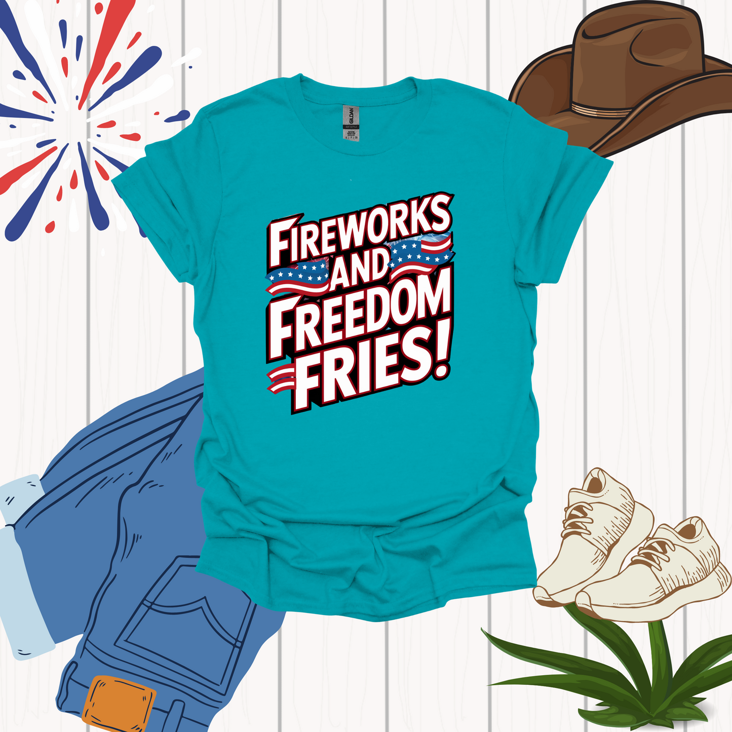 Tropical Blue Funny 4th of July Shirt