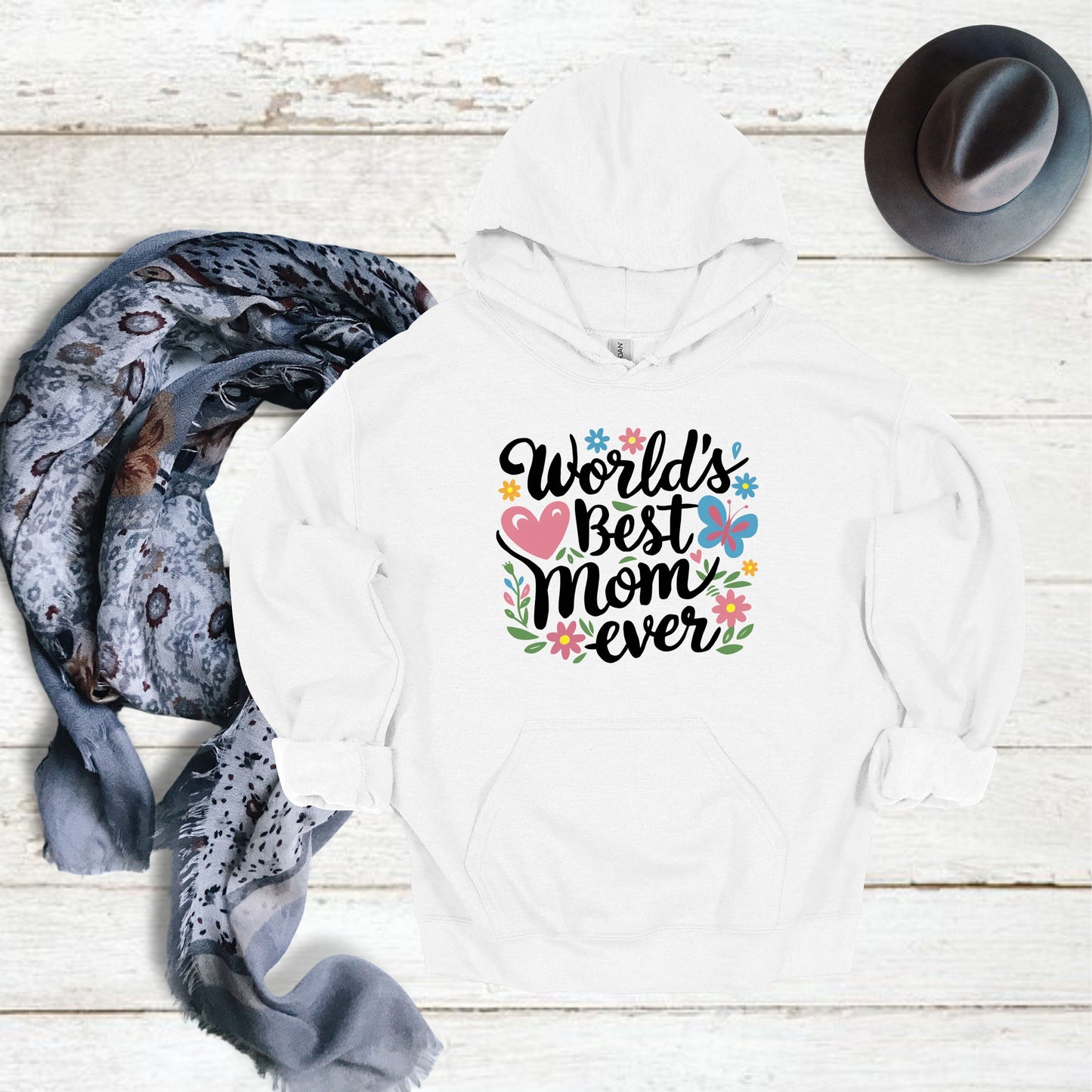 World Best Mom White Hoodie