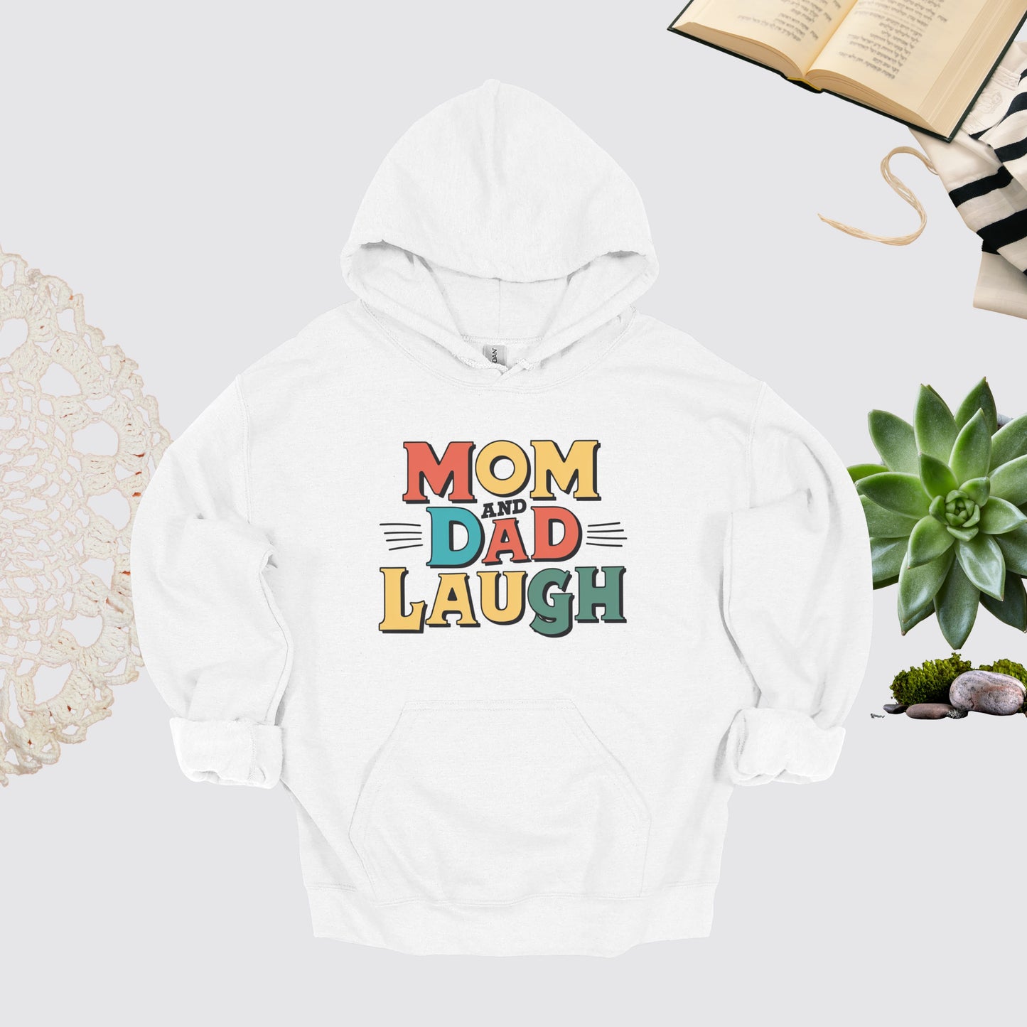 Mom and Dad White Hoodie