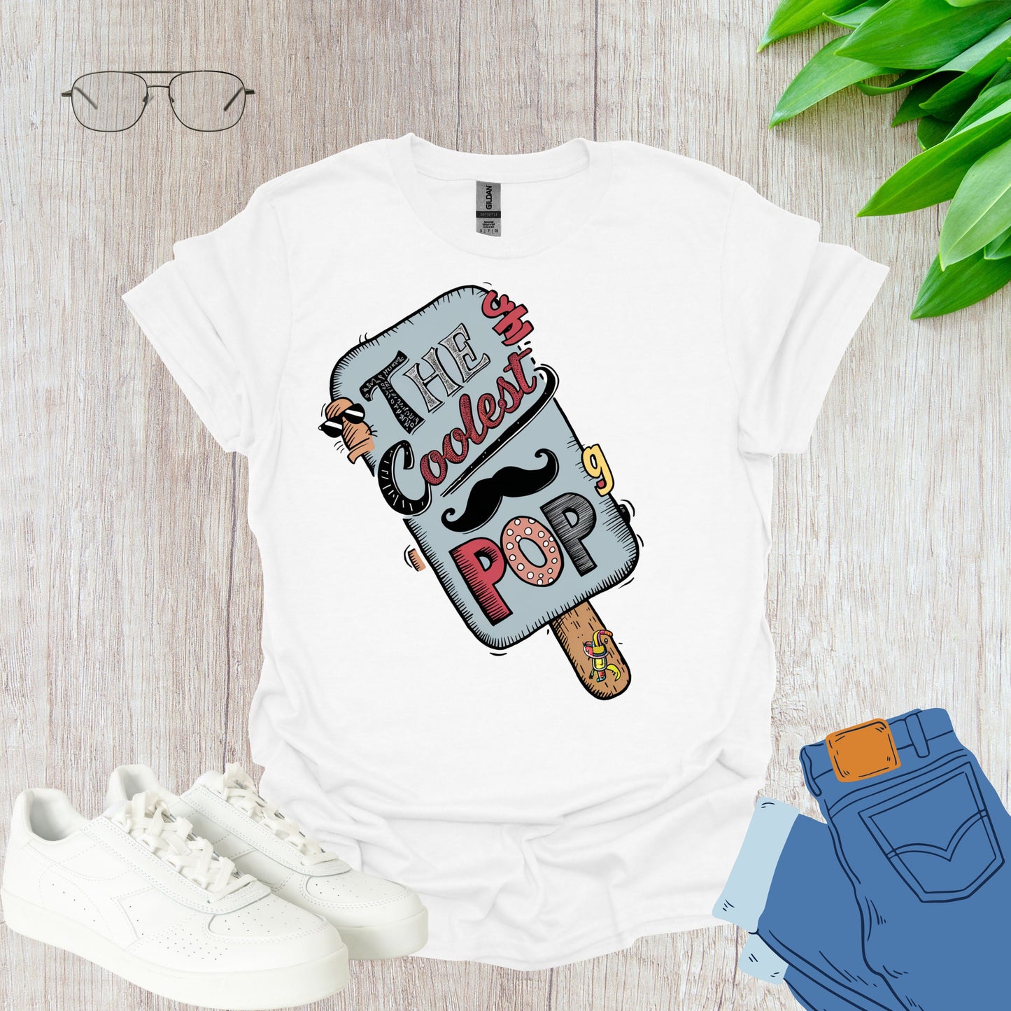 The Coolest Pop White Funny Dad Shirt