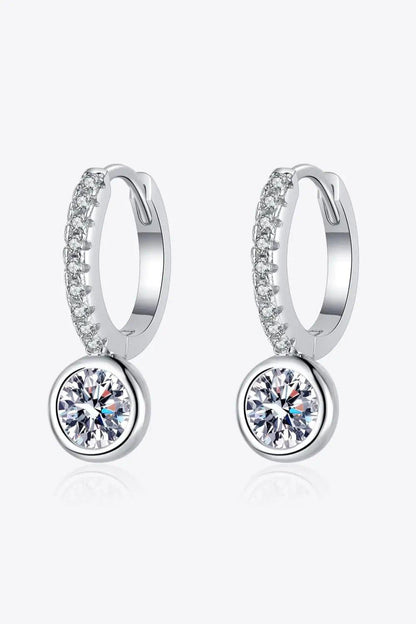 Drop Earrings with 1 Carat of Moissanite in Rhodium - Maves Apparel