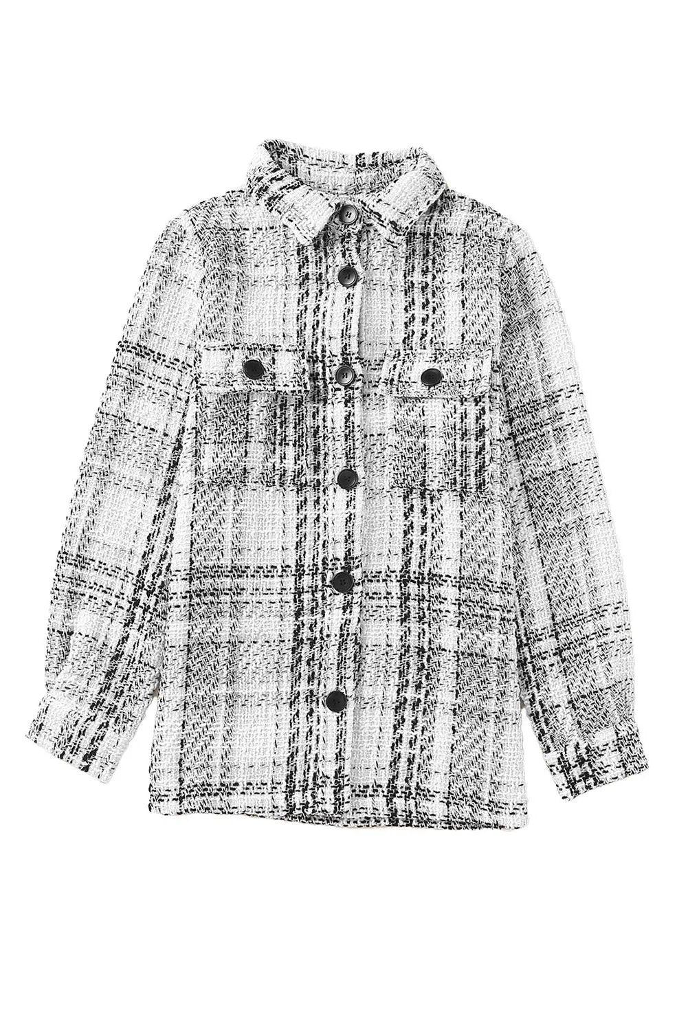 Plaid Pocketed Long Sleeve Shirt Jacket - Maves Apparel